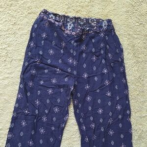 Navy Floral Print Pants